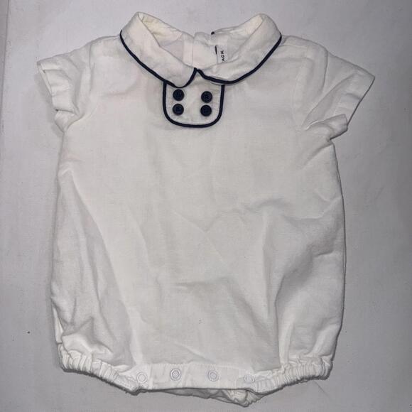 Janie and Jack Other - Janie & Jack 0-3 Month Basic White Embroidered Minimalist Linen Romper One Piece